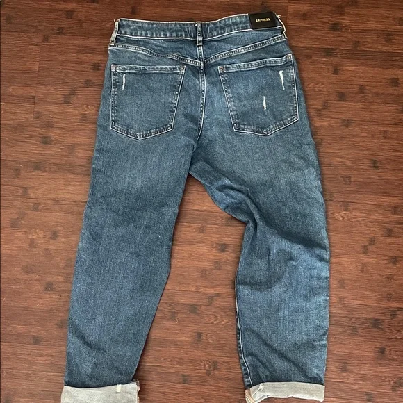 Express Blue Distressed Boyfriend Jeans - Picture 4 of 6